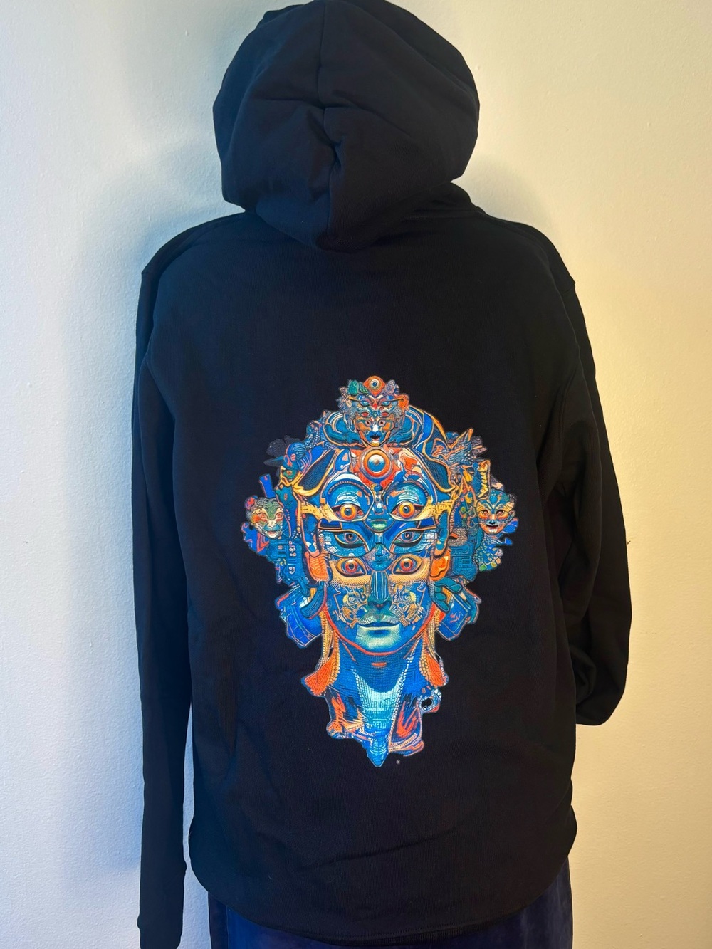 Black organic Shpongledroid Hoodie unisex size S or XL art by Android Jones